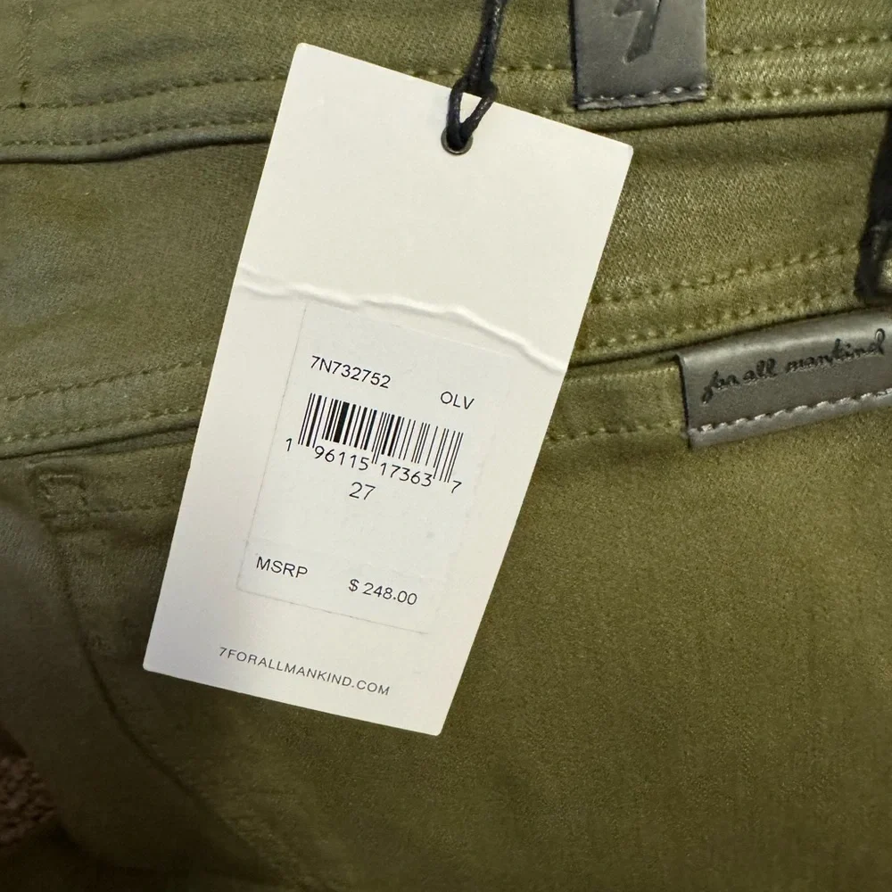 NWT 7 For All Mankind Darted Boyfriend Jogger Jean Coated Olive